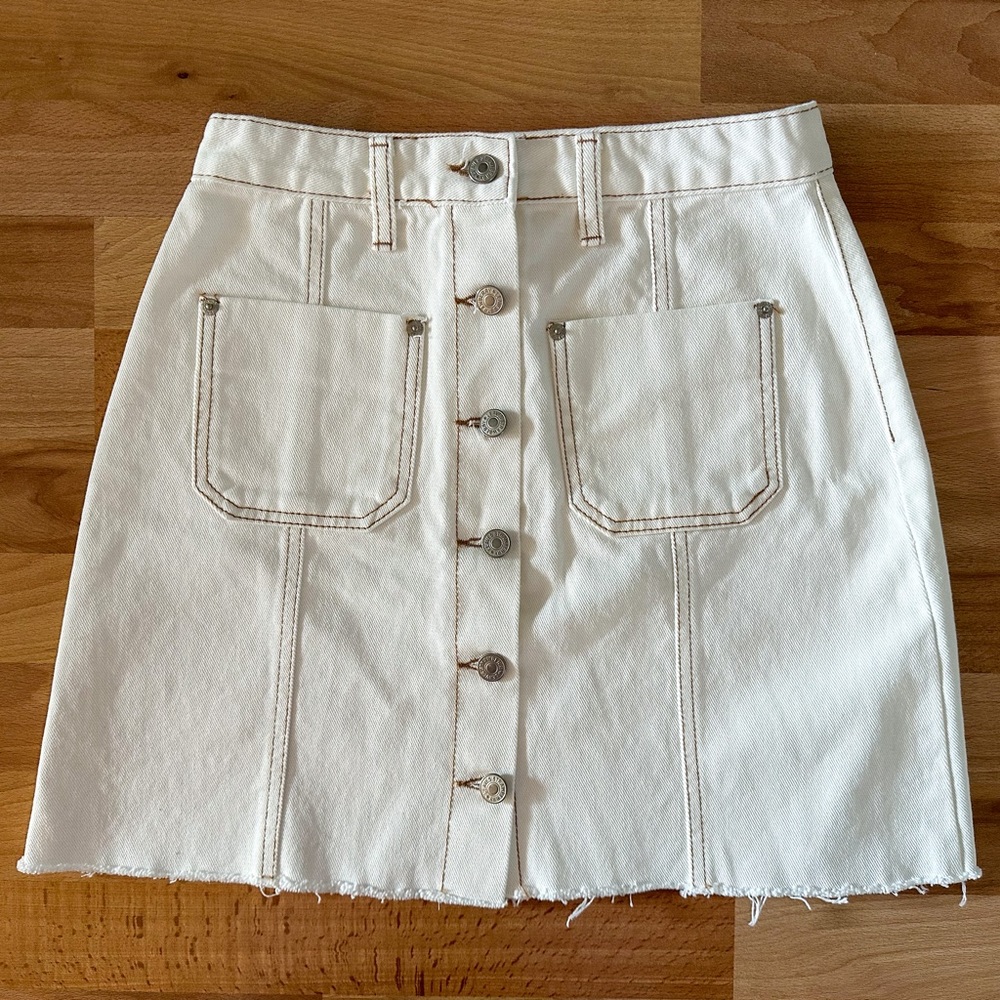 White Denim Mini Skirt